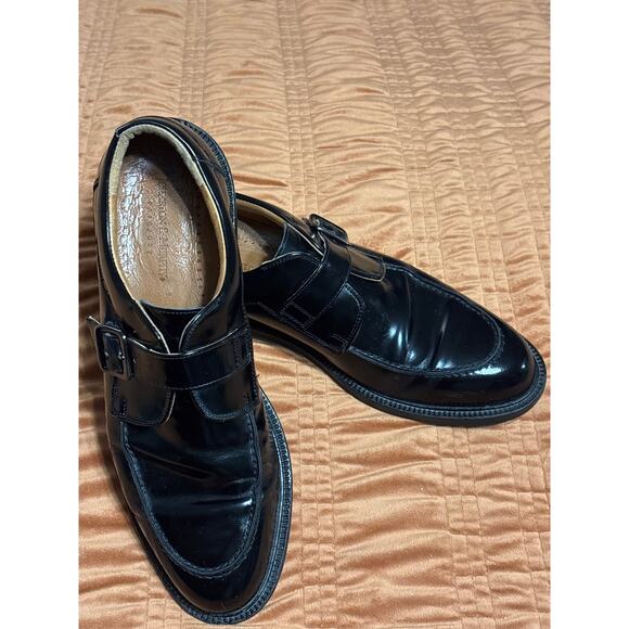 Johnston and Murphy Black Leather Buckle Closure Dress Shoe Size 12 - Picture 1 of 9